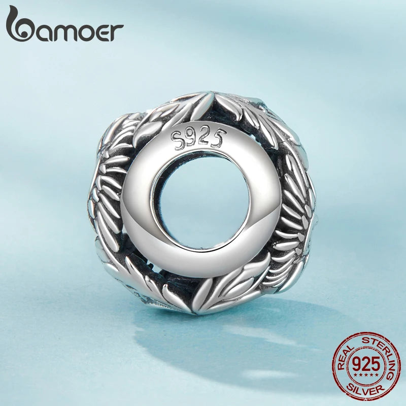 BAMOER 925 Sterling Silver Phoenix Flying Dragon Charm Bead Fit Original Bracelet, Round Hollow Beads DIY Jewelry Accessories