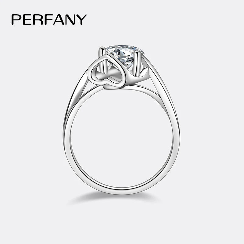 PERFANY 0.5/1CT Moissanite Engagement Ring for Women S925 Pure Silver Angel Kiss Laboratory Certified Diamond Wedding Jewelry - Madeinsea©