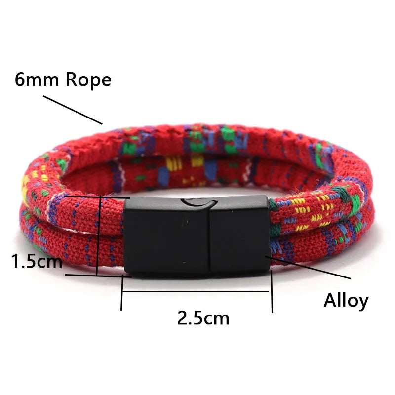 Noter Bohemian Rope Man Bracelet  6mm Double Layer Macrame Braclet Beach Bijoux Homme Turkey Survival Braslet Pulseira Masculina