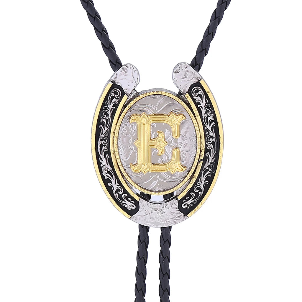 European and American horseshoe letters bolo tie large
