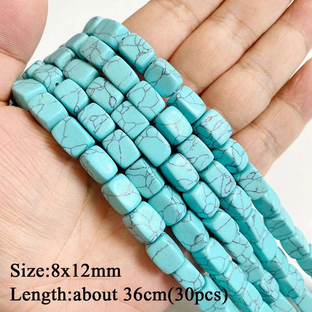 Wholesale Blue Turquoise Stone Beads Round Square Rondelle Irregular Loose Spacer Bead For Jewelry Making DIY Bracelet Necklace