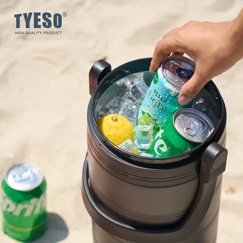 TYESO Large Capacity Vacuum Insulated Portable Cooler Portable Ice Box for Outdoor Camping Picnic Leakproof for Drinks Storage