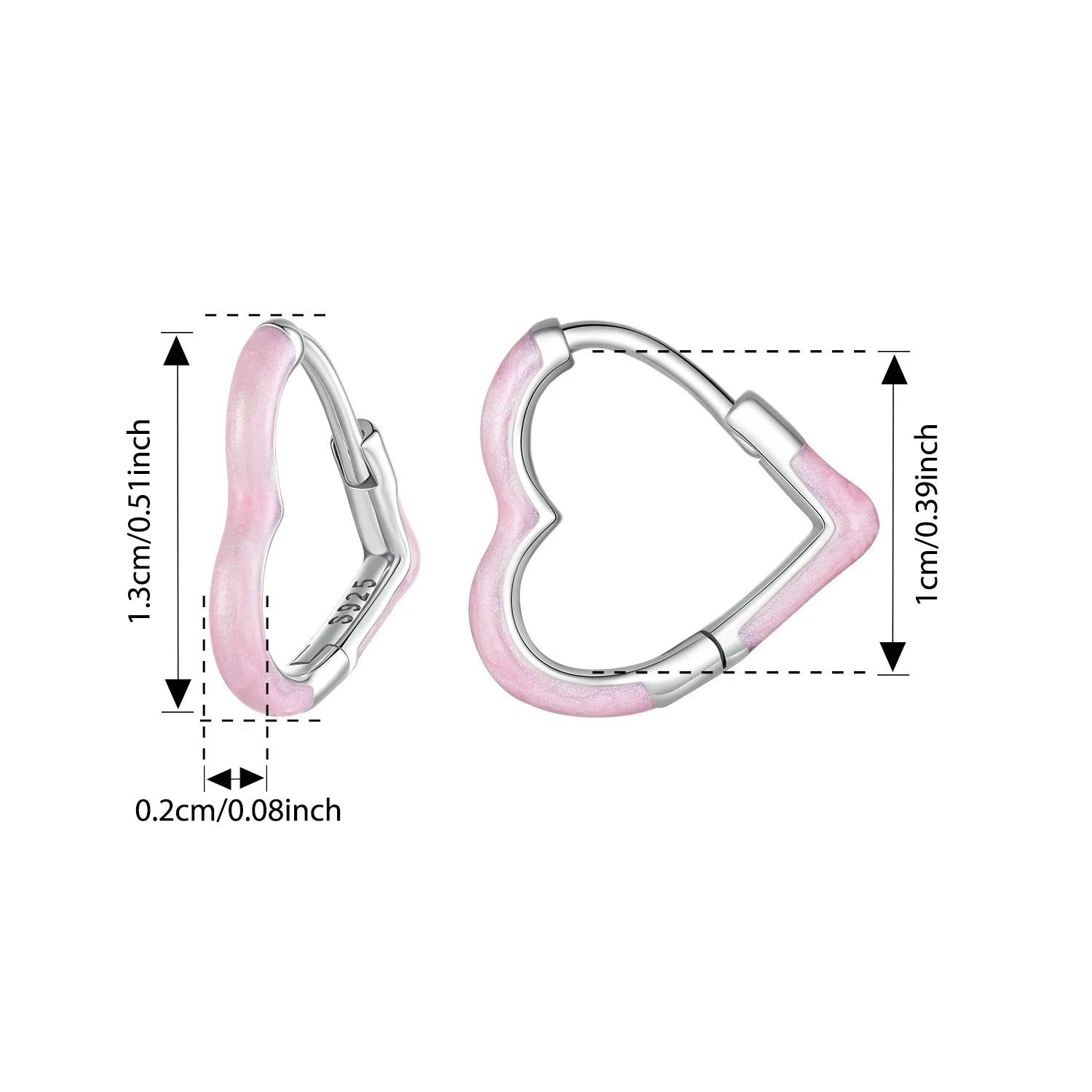 WOSTU 925 Sterling Silver Pink Round Hoop Earrings  Colors Heart Original Cute for Women Girl Daily  Fine Jewelry Birthday Gift