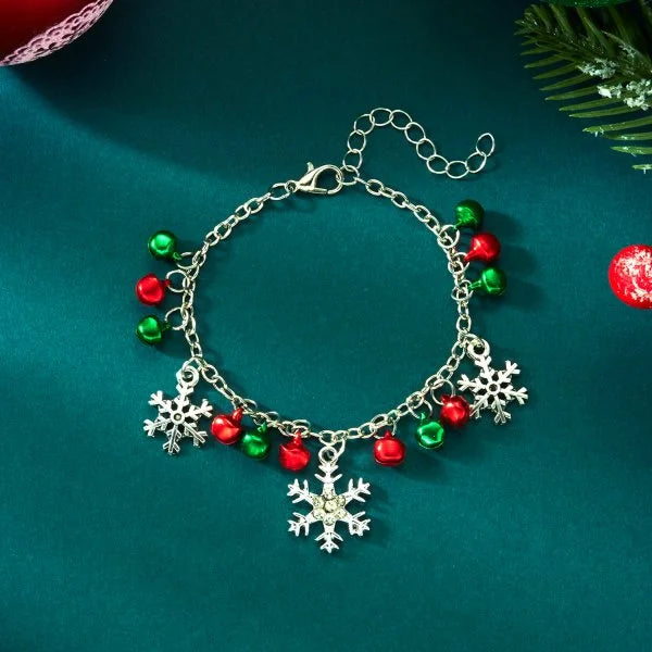 Bracelet de Noël ajustable pour femme, orné d'un pendentif Père Noël, bonhomme de neige, étoile et sapin, bijou de fête