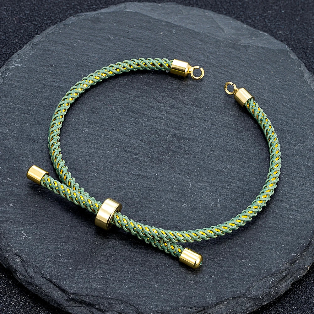 MKENDN Adjustable Rope Cord Sliding Bracelet with Slider Silk Cord Bracelet  Braided Rope Bracelet 3mm String Bracelet for Bead