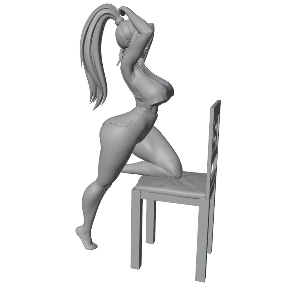 1/24 Miniature Resin Model Statue, 75mm Character Toy Model Kit, Long-Haired Beautiful Girl Tidying Her Hair by the Chair, High-Detailed Resin Model Figure, Unpainted, Perfect for Role-Playing Games and Collecting