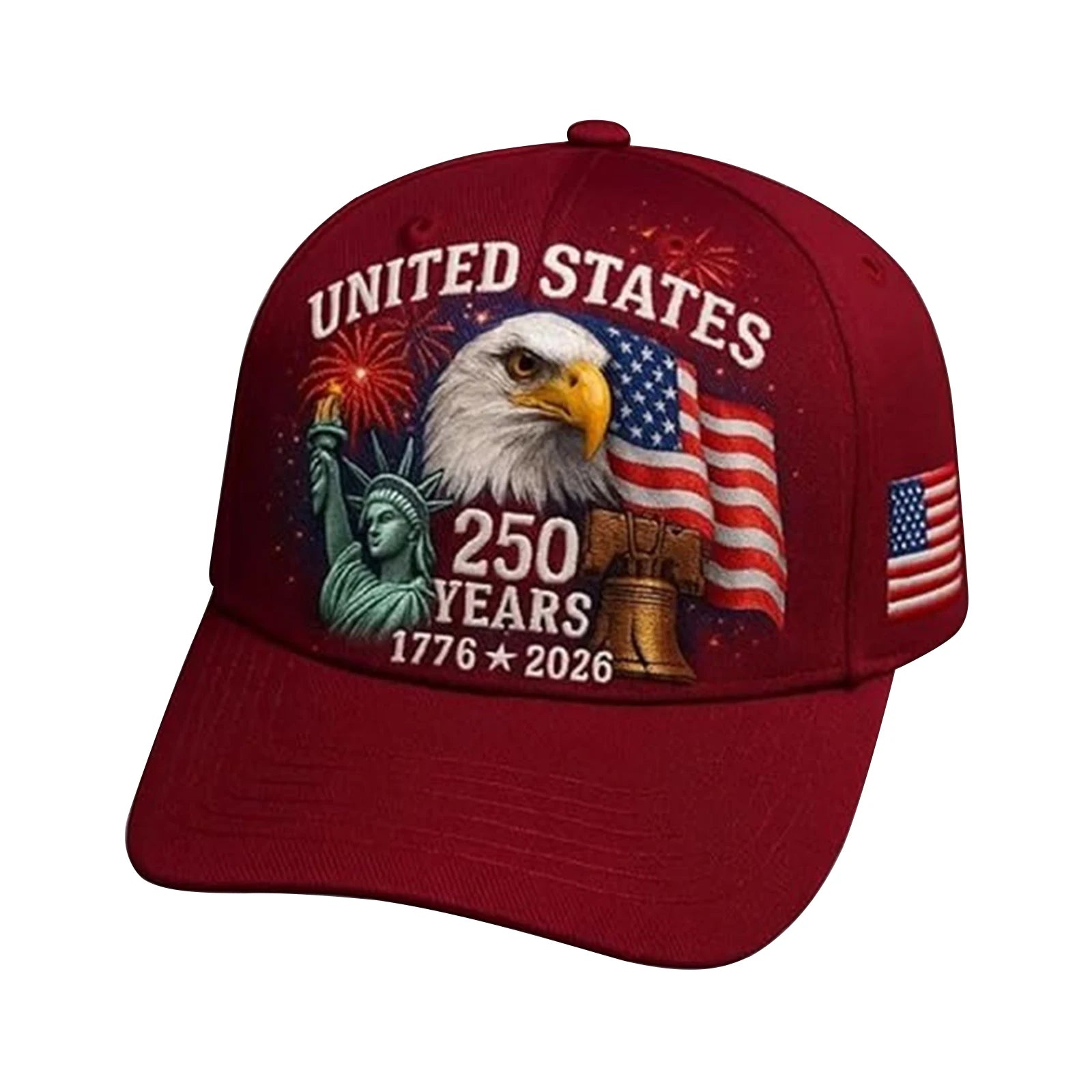 United States 250th Anniversary Cap Adjustable Washed Cotton Baseball Cap Vintage Tribute Eagle Printed Patriotic Trucker Hat - Madeinsea©