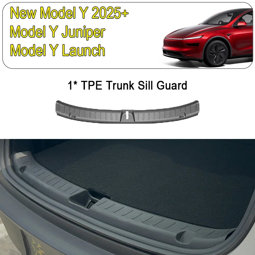 Tesmayx Rear Trunk Sill Guard Cover for Tesla New Model Y Juniper Launch 2025 Trunk Bumper Protector TPE Threshold Accessories