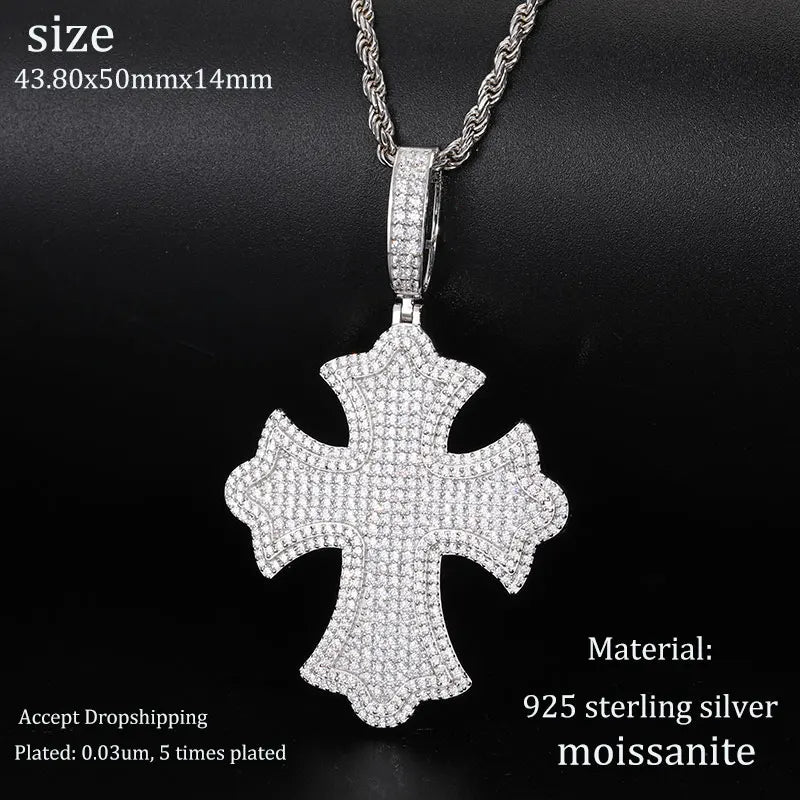 TUHE Unisex 925 Pipe Pendant Necklace Iced Out Moissanite Gold Silver Color Charm Hip Hop Fine Jewelry