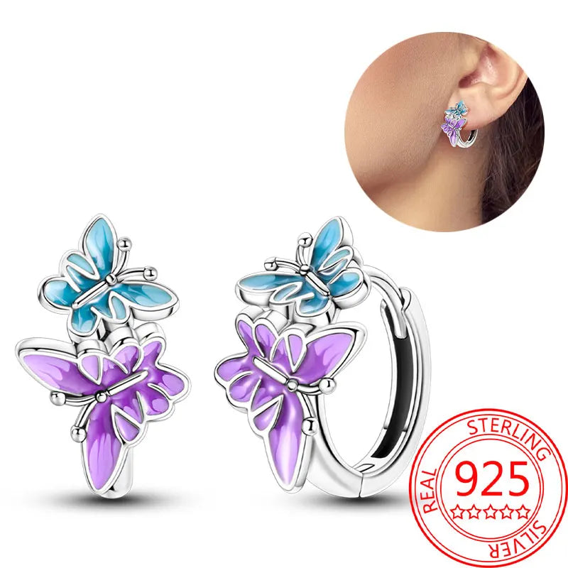 Hot Sale Bee Earrings For Girl Lovely Yellow Black Dancing Bee Happy S925 Hoop Earrings Birthday Gift Silver Jewelry