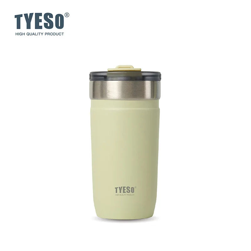 Tyeso Stainless Steel Tumbler with Straw Insulated Coffee Cup Leak-Proof Travel Mug Hot &Cold Thermos Bottle for Car Office Gym