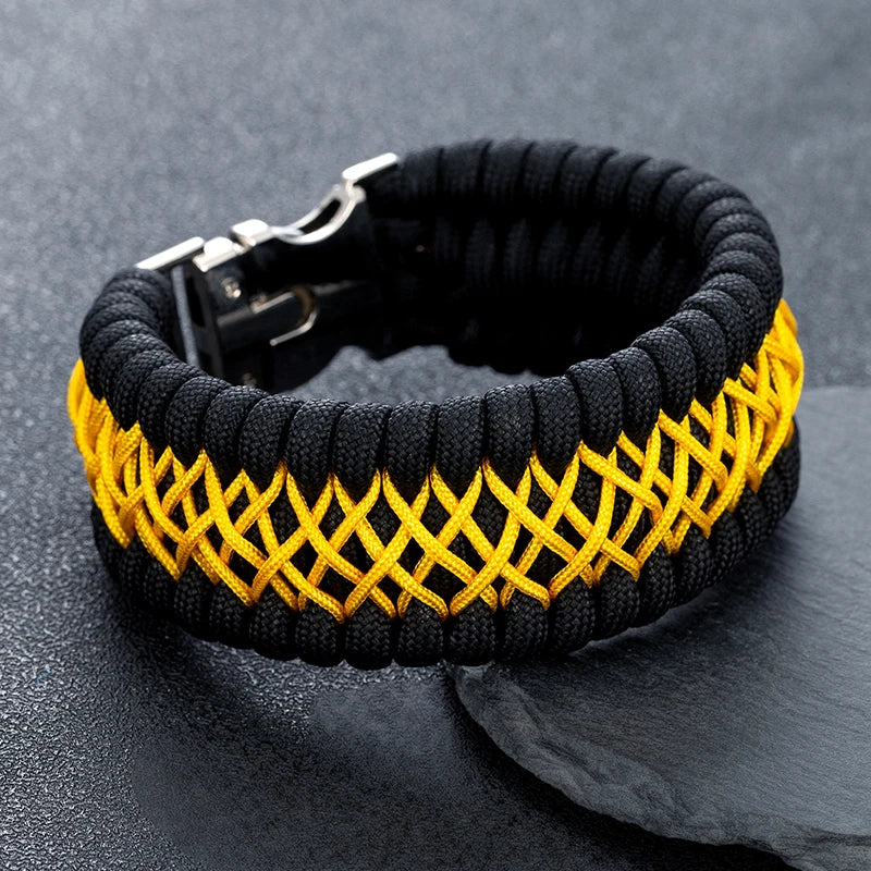 MKENDN Width Handmade Paracord Survival Bracelet Metal Buckle Outdoor Camping Rescue Emergency Rope Bracelet For Men Women Gifts