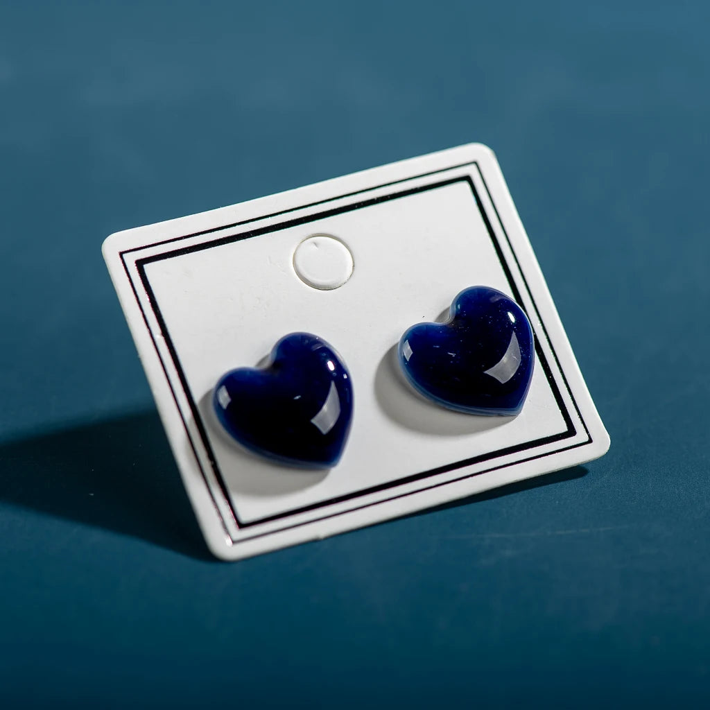 Exquisite ceramic Big love heart shape stud earrings multicolor anti-allergic metal pin fashion earrings #LY117