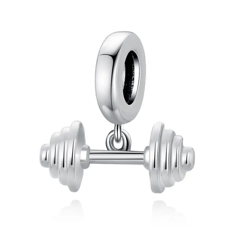 BAMOER 925 Sterling Silver Charm Pink Sport Ball Dumbbe Pendant Healthy Teeth Beads Fit Original Bracelet DIY Jewelry Crafts