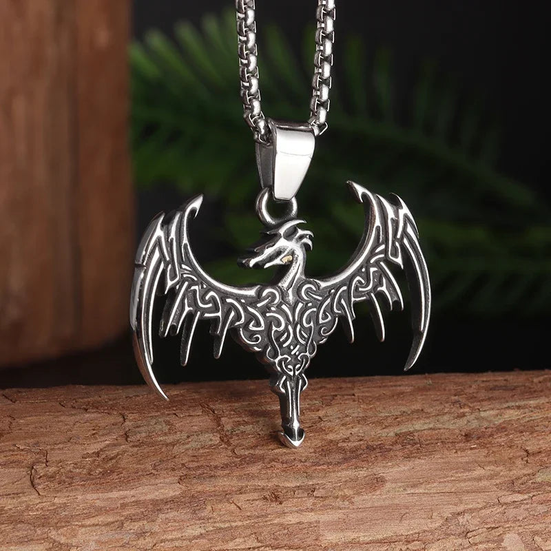 Retro Nordic Style Crow Skull Pendant Animal Bird Necklace for Men Personalized Jewelry Lucky Amulet Gift