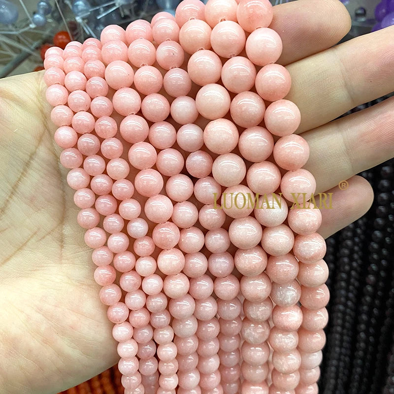 6/8/10/12MM Natural Stone Fossil White Round Loose Spacer Beads for Jewelry Making DIY Earrings Bracelet Charms Accessories 15''