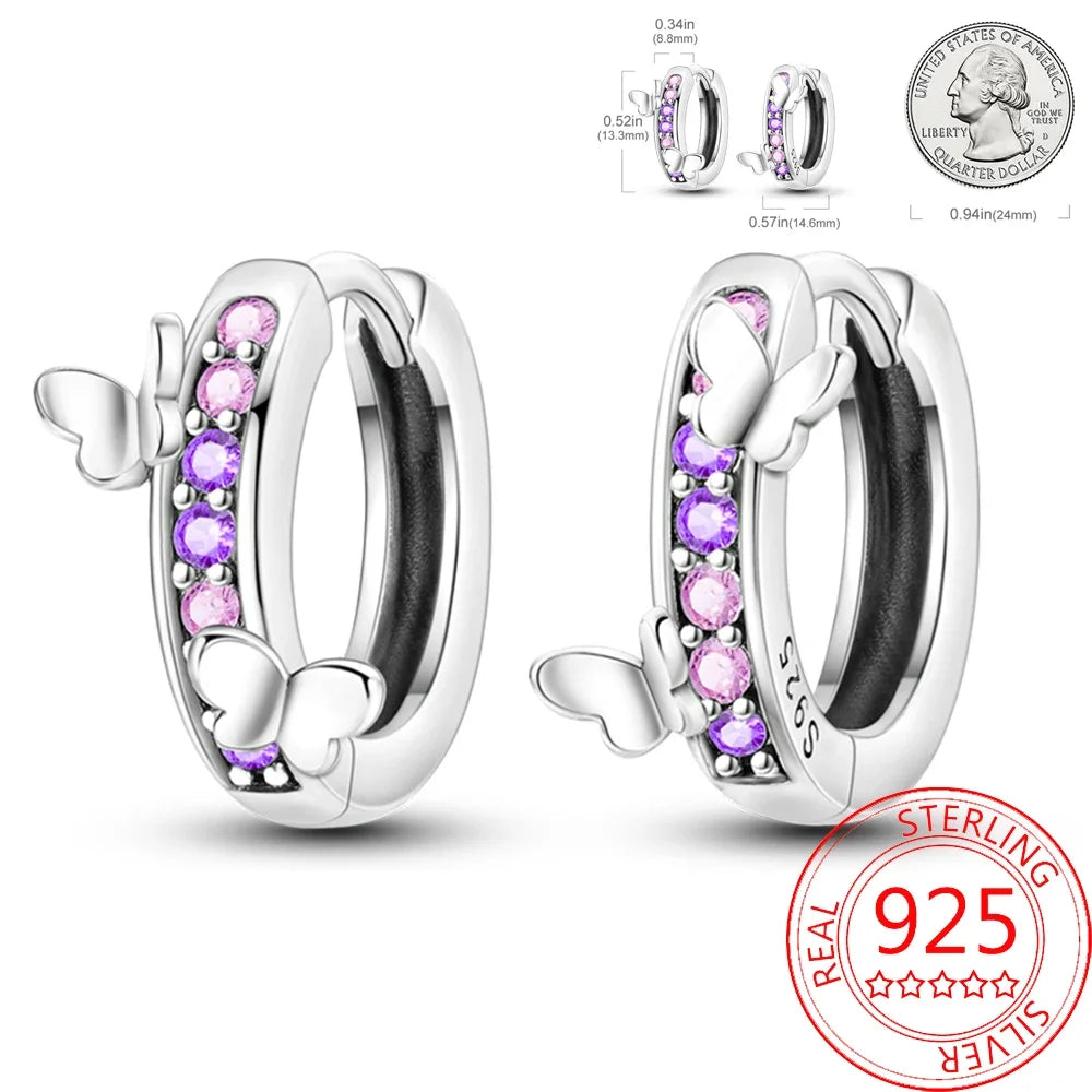 Ear Ring Series 925 Sterling Silver Star Moon Unicorn Tulip Flower Butterfly Bee Geometry Earrings Ladies Pairing with Jewelry