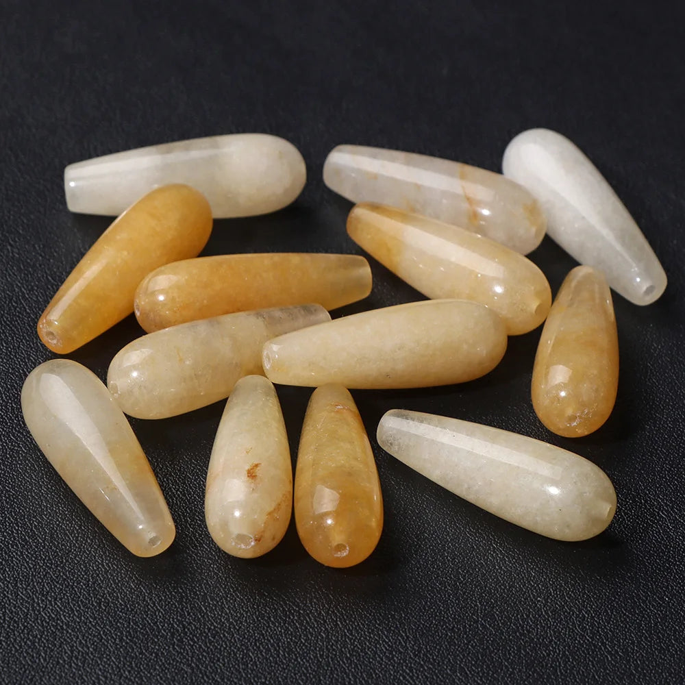 Natural Water Drop Stone Bead 10x30mm Chalcedony Amethysts Agates Loose Spacer Charms Bead For DIY Bracelet Earrings Accessories