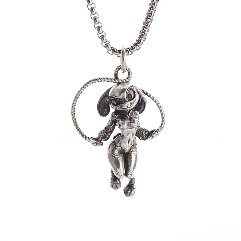 Silver-Plated Anime Mecha Beautiful Girl Girl Pendant Necklace Men and Women Hip-Hop Rock Punk Trendy Jewelry Gift - Madeinsea©