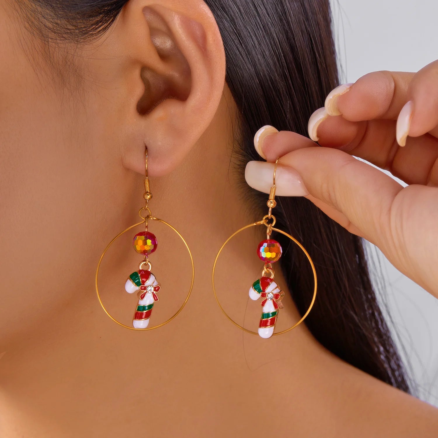 Christmas Colorful Bell Tassel Earrings for Women Zircon Snowflake Xmas Tree Beads Long Earring New Year Festival Party Gifts