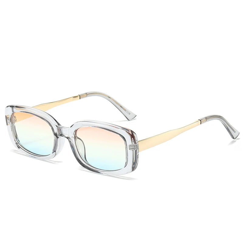 Vintage Rectangle Frame Sunglasses Men Fashion Metal Square Sun Glasses Luxury Brand Design UV400 Shades Eyewear Women Goggles