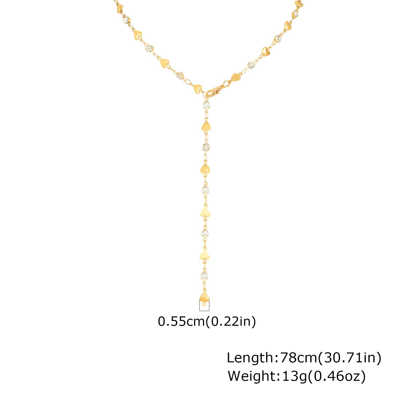 Vnox Dainty Colorful Glass Long Y-shaped Necklace For Women Round Heart Accessories Chain Necklace Neck Jewelry Trendy Style
