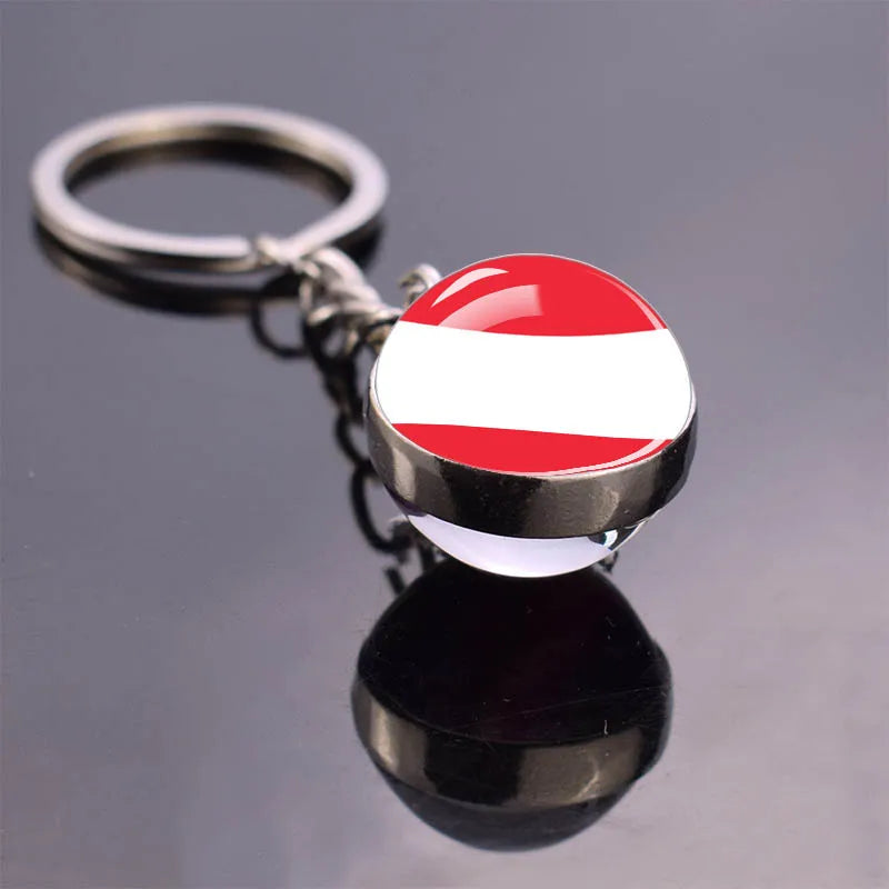 Europe Countries Flag Glass Ball Keychain Russia France Spain UK Italy Poland Ukraine Flag Keyring Travel Gift