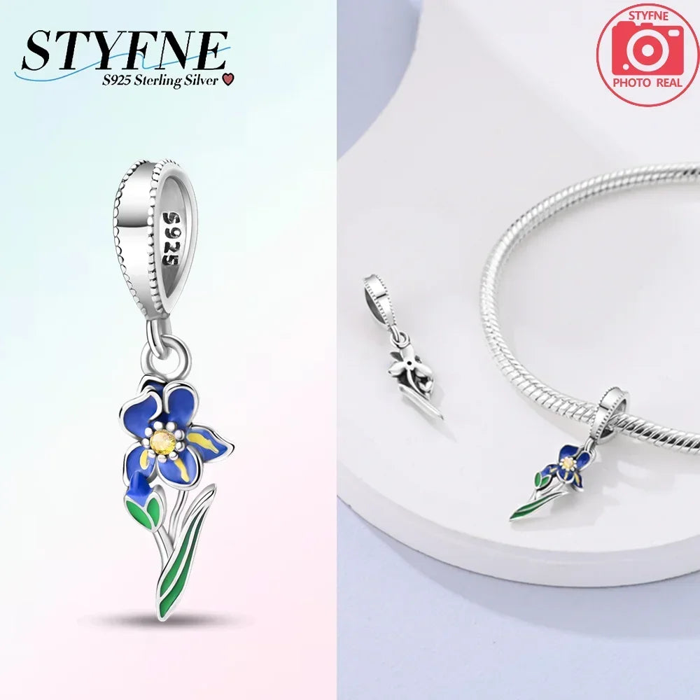 925 Sterling Silver Green Series Tree Cactus Leaves Pendant DIY Charm Beads Fit Original Bangle Charms Bracelet Women Jewelry