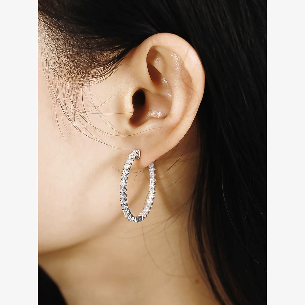 Serenity 2.5mm D Color Moissanite Earrings Women Wedding Bridal 100% S925 Sterling Silver Hoop Earrings Plated 18K Fine Jewelry - Madeinsea©