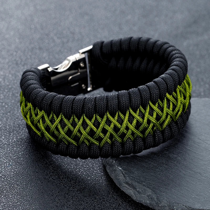 MKENDN Width Handmade Paracord Survival Bracelet Metal Buckle Outdoor Camping Rescue Emergency Rope Bracelet For Men Women Gifts