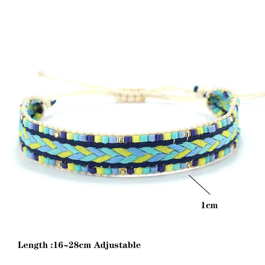 Bohemia Handmade Weaven String Bracelet Men Women Seed Beads Braclet Adjustable Ethnic Tibet Braslet Beach Leisure Pulseira Gift