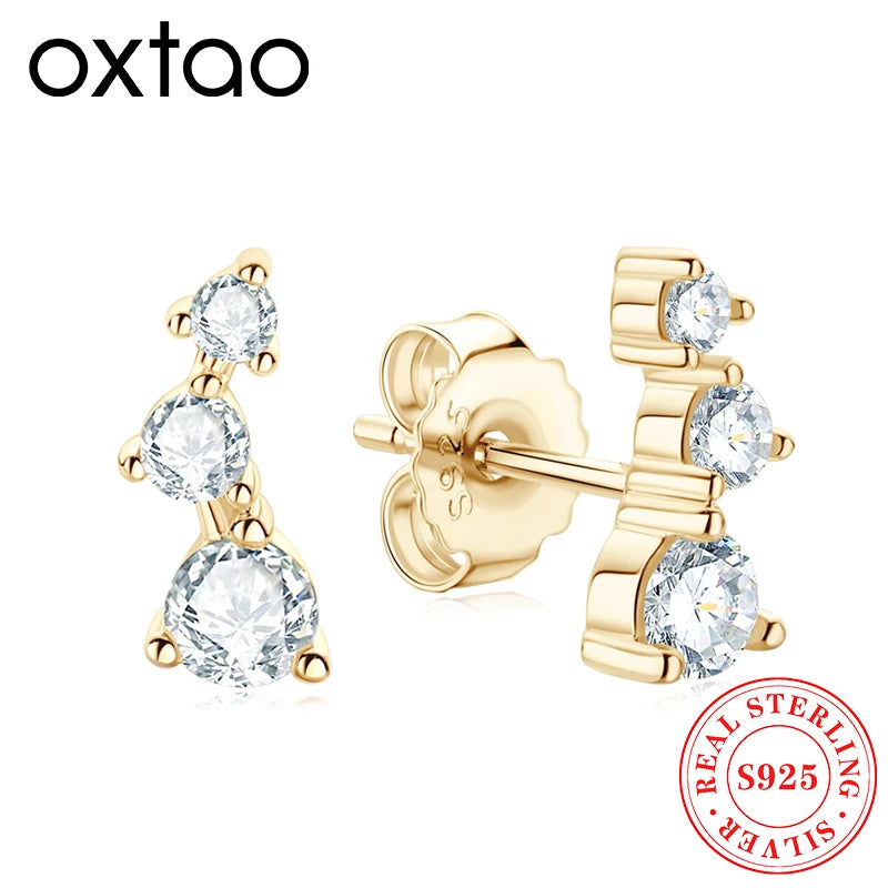 OXTAO GRA 925 Sterling Silver Moissanite Earrings Female Luxury Jewelry Big Dipper Design Unique Earrings Anniversary Gift