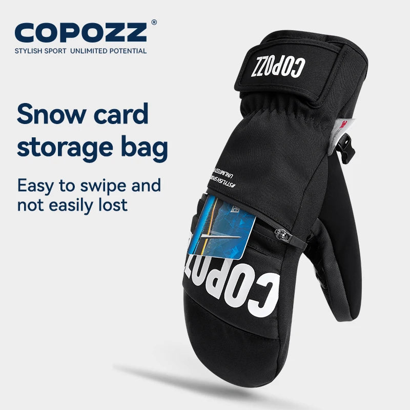 COPOZZ Nouvelle mise à niveau épaissir les gants de ski hiver hommes femmes 3M Thinsulate gants de snowboard thermiques mitaines chaudes imperméables gants de ski