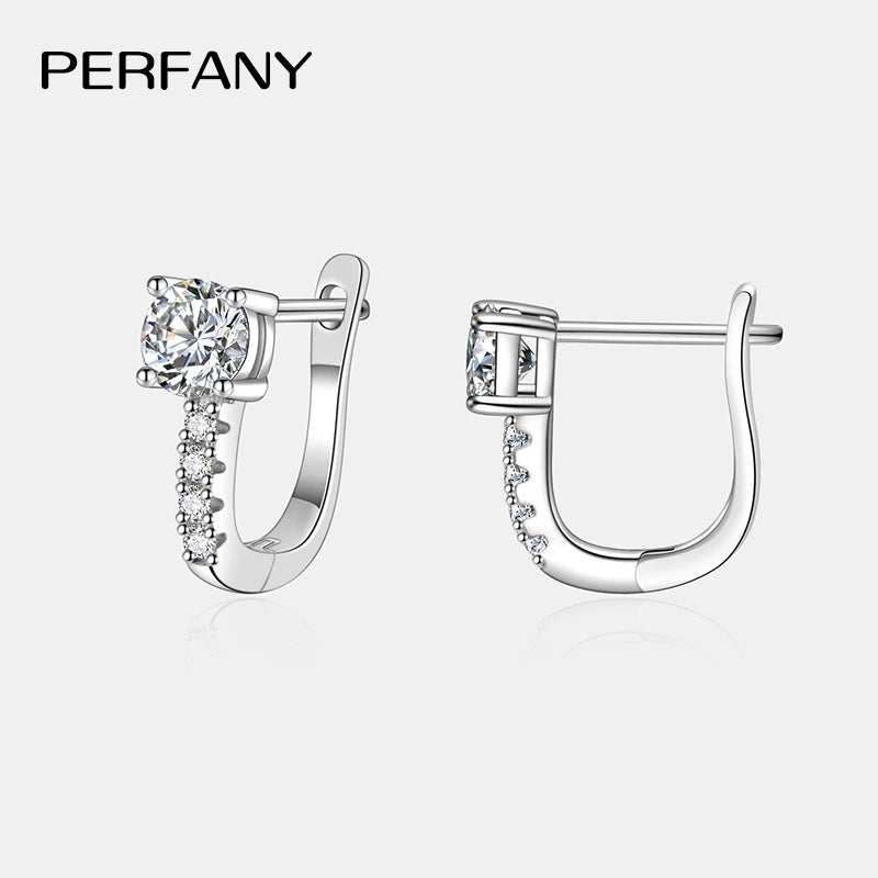 PERFANY 0.5CT Moissanite Hoop Earrings Women's 100% Pure Silver Shiny Laboratory Diamond Fashion Wedding High-end Jewelry - Madeinsea©