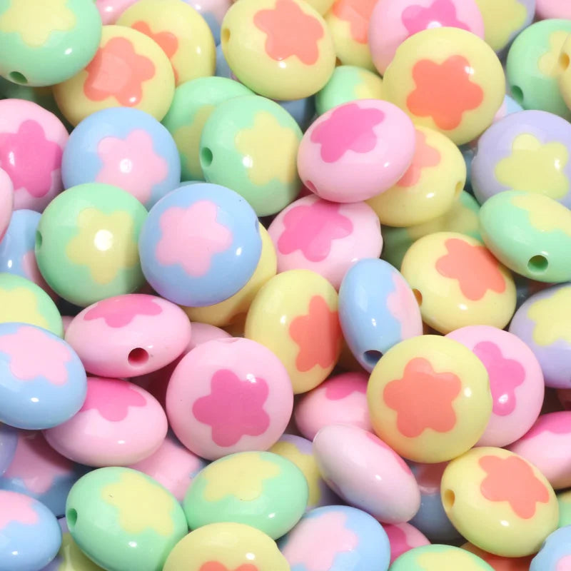 20pcs 18mm Acrylic Flat Round Beads Rabbit Pattern Loose Spacer Beads For Jewelry Making Bracelet Necklace Diy Craft Handmade