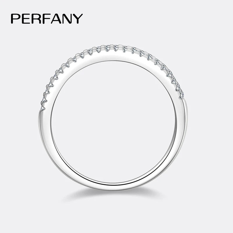PERFANY 0.23CT All Moissanite Ring for Women S925 Pure Silver Laboratory Double Row Diamond Eternal Wedding High-end Jewelry