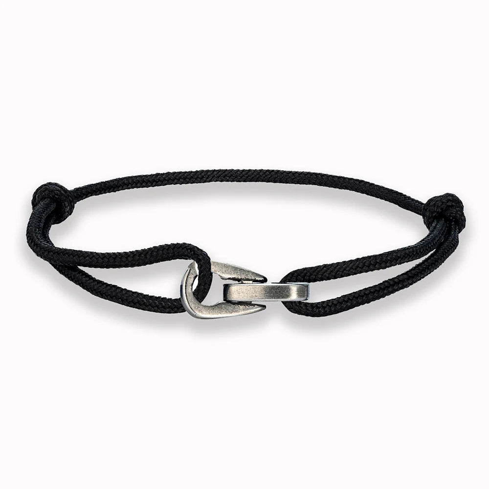 MKENDN Vintage Oxidized Black Chain Link Rope Bracelet Men Women Stainless Steel Motorcycle Jewelry Water Drop Accessories Gifts