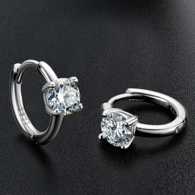 OXTAO Hoop Earrings D Color Moissanite Diamond Earrings 0.5ct For Women Real 925 Silver Four Claw Earrings Fine Jewelry Gift GRA