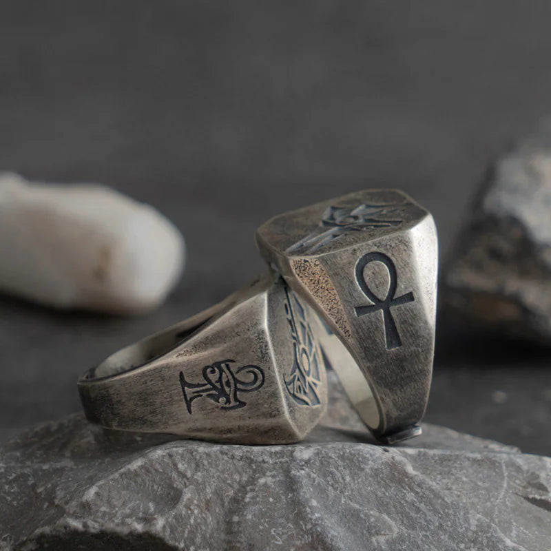Retro Egypt Anubis Horus Ring For Men Punk Gothic Rock Hiphop Open Ring Handmade Designer Jewelry Biker Accessories Lover Gift - Madeinsea©