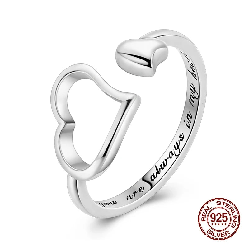 Rings For Women 100% 925 Sterling Silver Shiny Dragonfly Heart Shaped Hollow Open Rings Fine Wedding Engagement Jewelry Gift