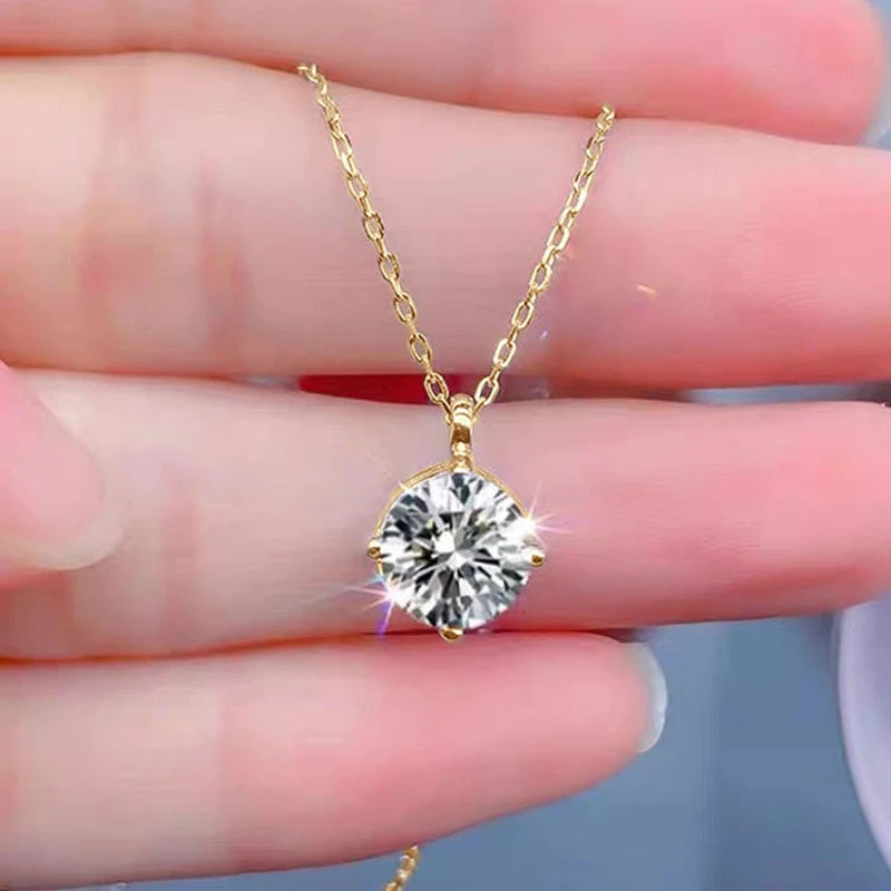 OXTAO GRA 2.0CT Four Claw Moissanite Pendant Necklace Real 925 Sterling Silver D Color Glittering Diamond Ladies Jewelry Gift