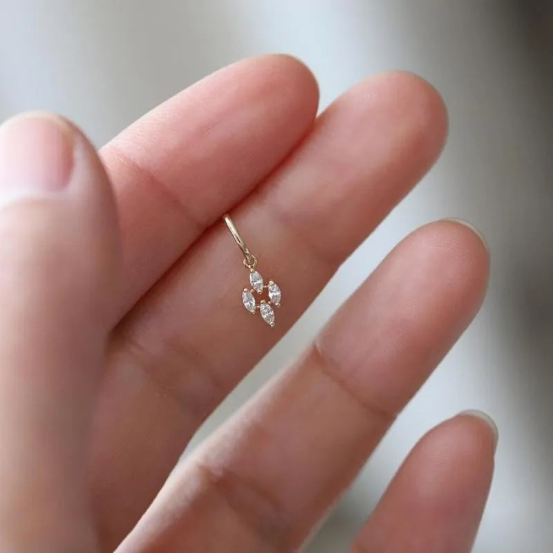 925 Sterling Silber vergoldet 14 Karat Gold Japanische Vintage Diamant Zirkon Anhänger Ohrringe für Frauen Exquisiter Alltagsschmuck