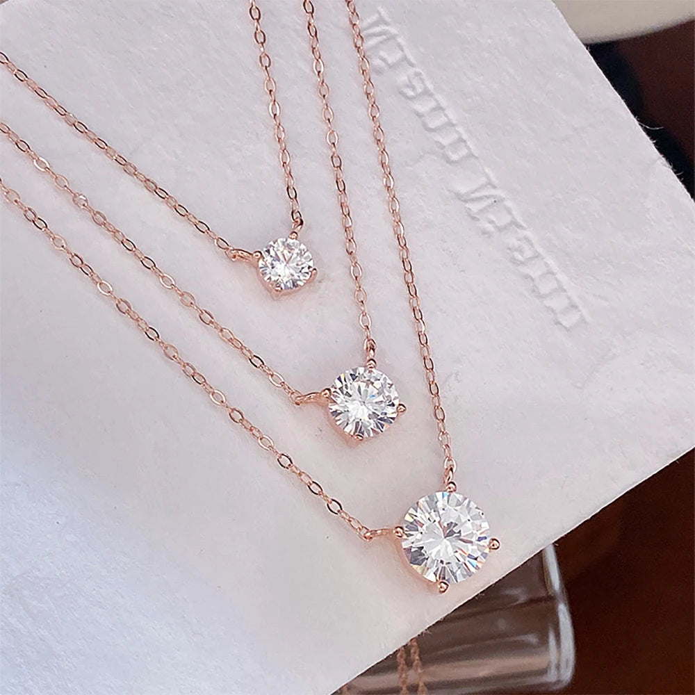 Serenity 1-5ct Yellow Gold Color Moissanite Necklace for Women Gift 925 Sterling Silver Sparkling Lab Diamond Pendant Neck Chain