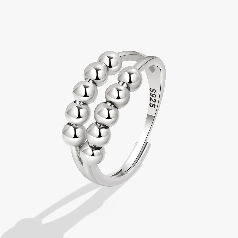 Anti Stress Anxiety Silver Ball Rings 925 Women Men Spinner Fidget Rings Vintage Gold Couple Anillos Jewelry Free Shipping Gift