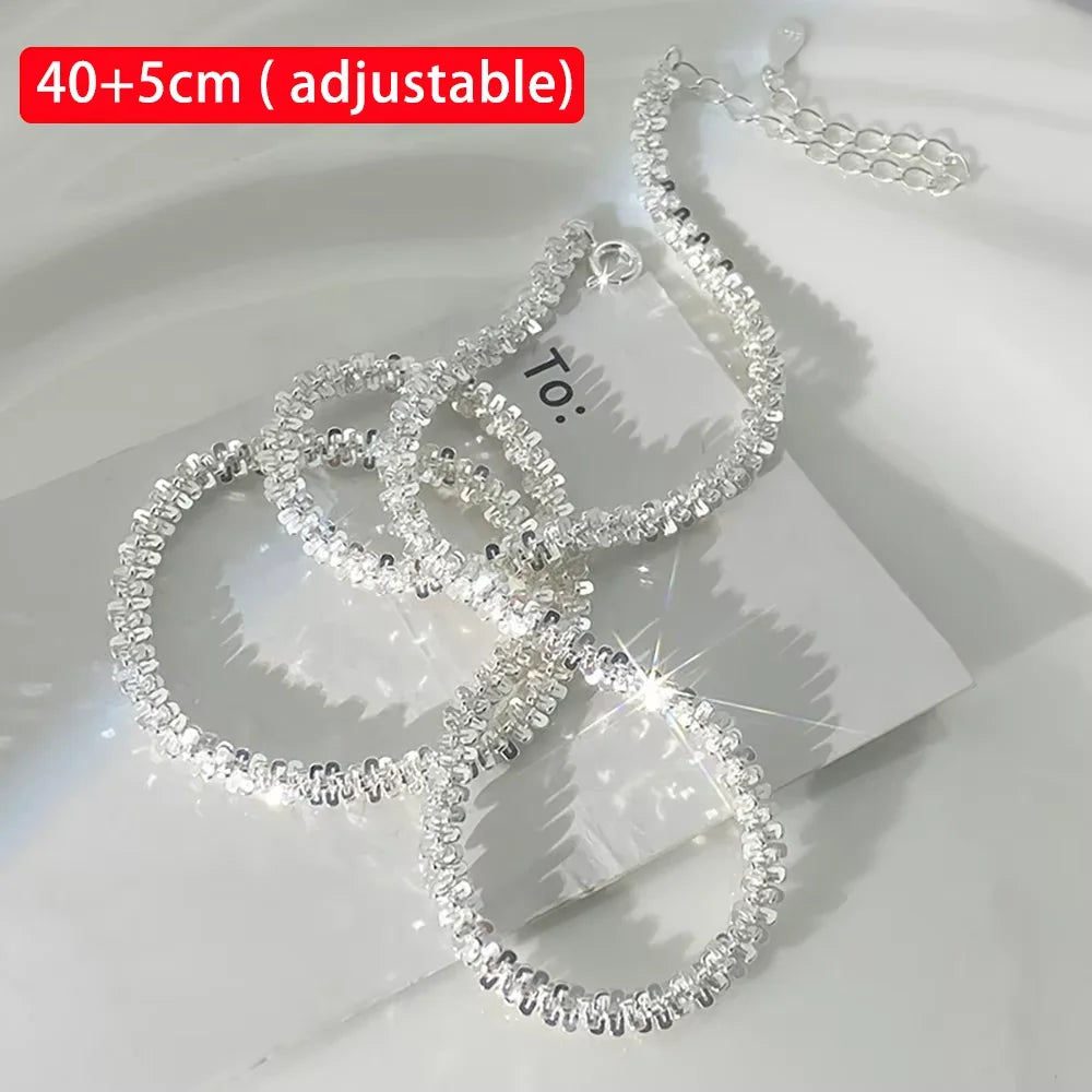 Serenity Real 925 Sterling Silver Versatile Clavicle Chain Accessories Internet Celebrity Sparkling Necklace For Women Lady Gift - Madeinsea©