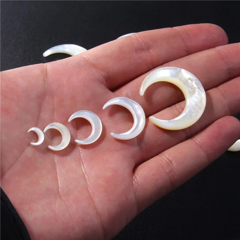 8-30mm Natural Mother of Pearl Bead Moon Shape Loose Shell Beads For Jewelry Making Women Necklace Earrings AccessorIes Supplies