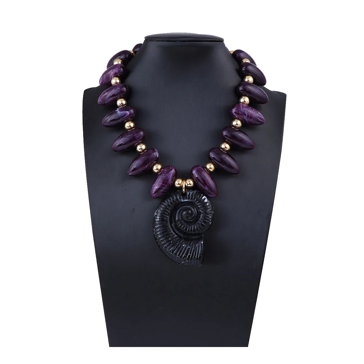 Exaggerated Ocean Vacation Style Multi-color Bead Board Conch Pendant Necklace