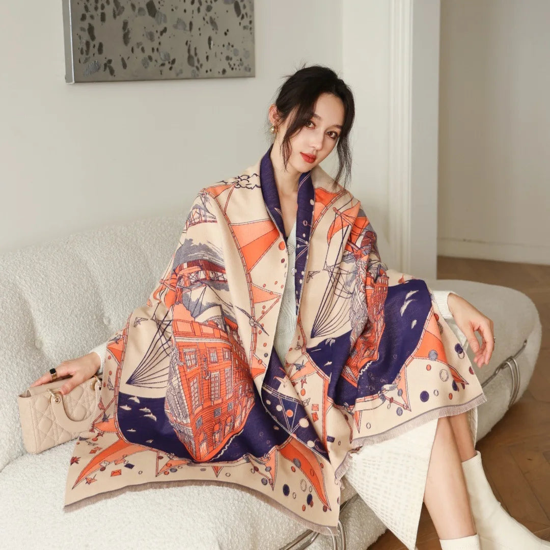 Print Cashmere Scarf Women Thick Warm Winter Blanket Brand Female Luxury Quality Shawl Wrap Bufanda 2025 Poncho Echarpe Pashmina