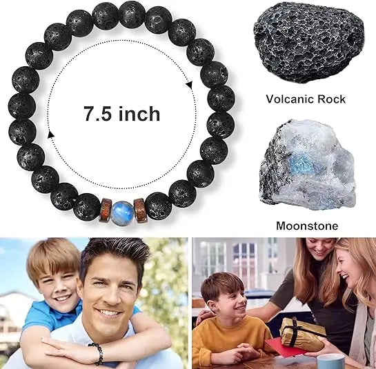 Natural Gemstone Bracelet for Son Kids Teen Boys Gift Ideas 13 15 16 18 Year Old Birthday Boys Easter Basket Stuffers Stocking