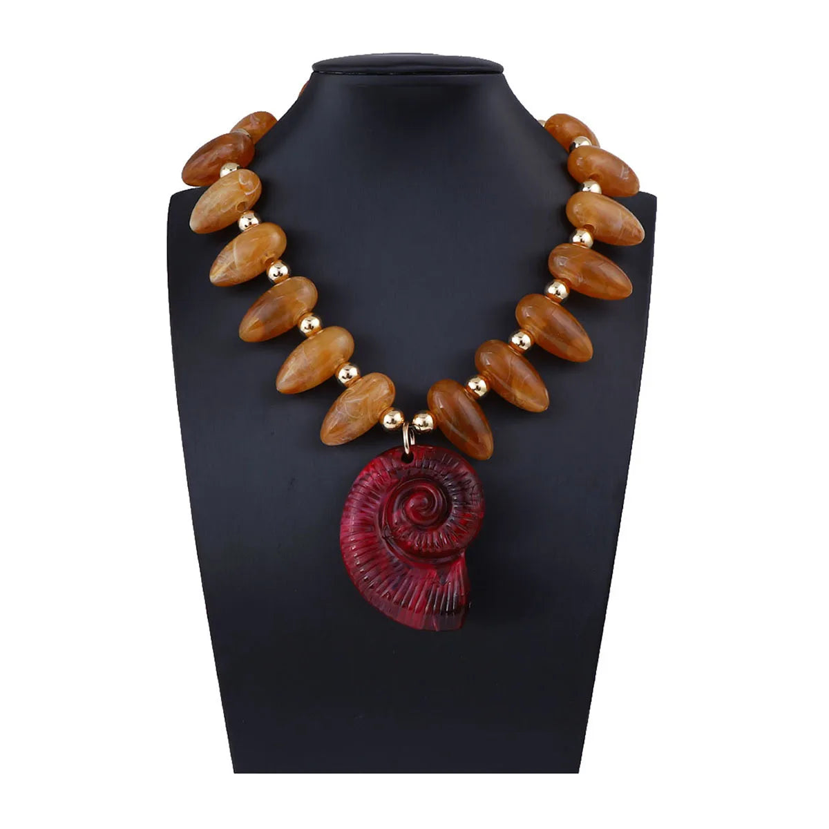 Exaggerated Ocean Vacation Style Multi-color Bead Board Conch Pendant Necklace